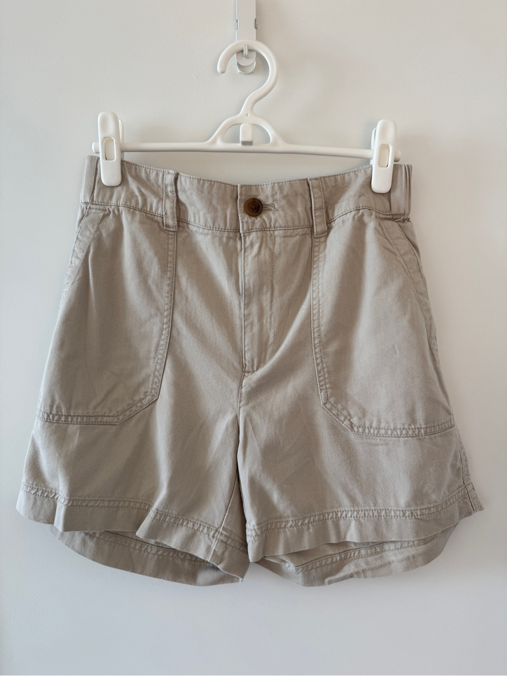 Light Beige Women's Cotton Utility Shorts